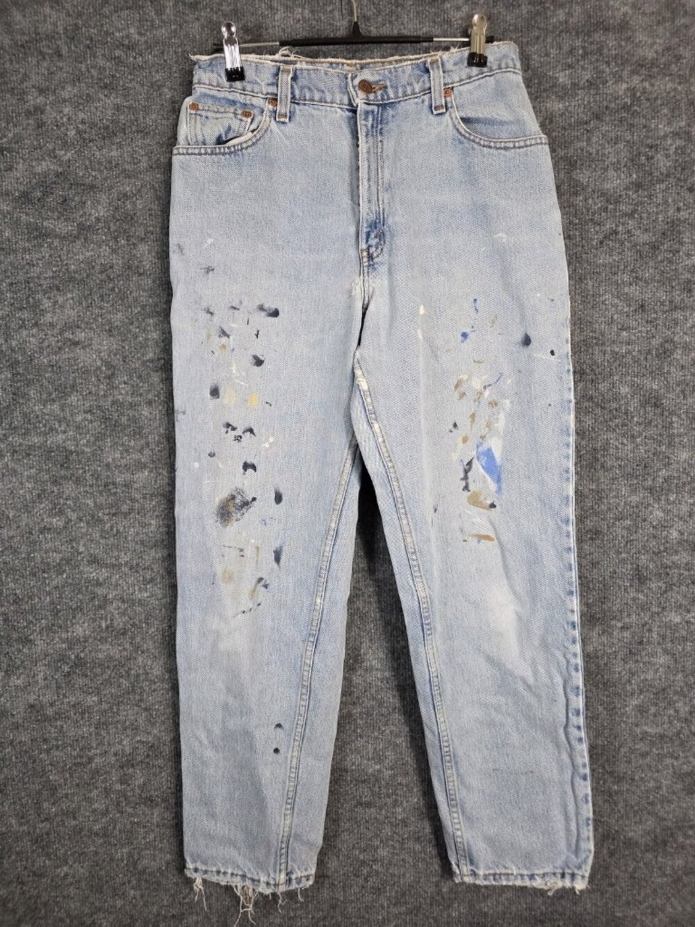 Vintage Levis 550 Jeans Womens 8 Blue Relaxed Tapered Paint Stains Damage